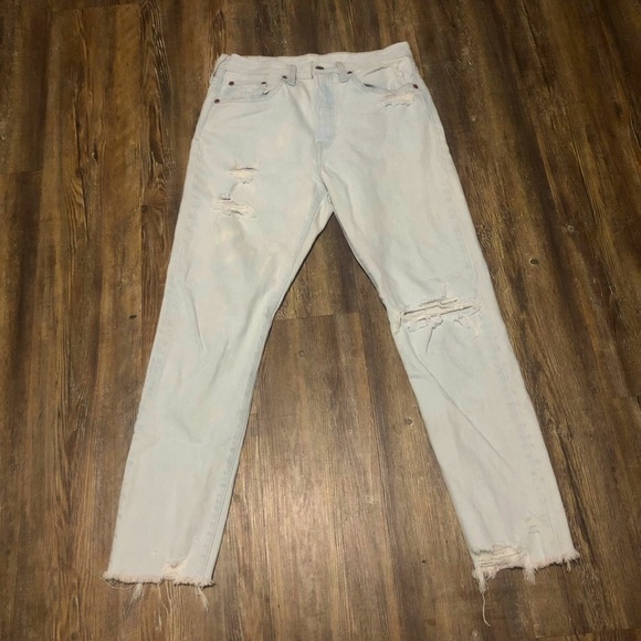 Levi's 501 Jeans Women's 27 Straight Leg Distressed Frayed Hem Classic Denim - Picture 1 of 8